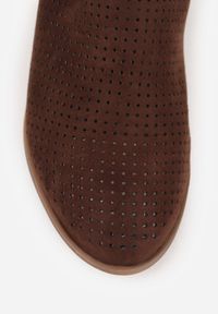 Born2be - Ciemnobrązowe Płaskie Botki Vices z Wycięciem Felilia. Okazja: na co dzień. Kolor: brązowy. Materiał: jeans. Styl: casual, elegancki #7