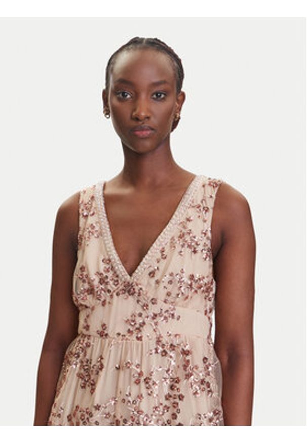 Dixie Sukienka koktajlowa Dixie5 A606W024A Beżowy Regular Fit. Kolor: beżowy. Materiał: syntetyk. Styl: wizytowy