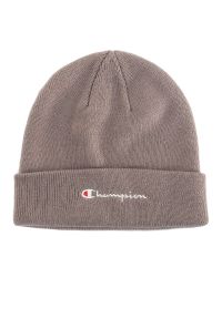 Czapka Champion Script Logo Beanie 806064-ES072 - szara. Kolor: szary. Materiał: bawełna, dzianina. Wzór: aplikacja. Sezon: zima. Styl: klasyczny