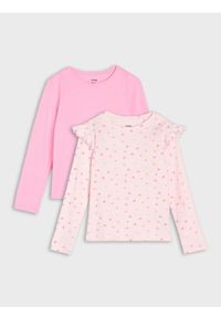 Sinsay - Bawełniane koszulki z ozdobną falbanką 2 pack - wielobarwny. Materiał: bawełna #1