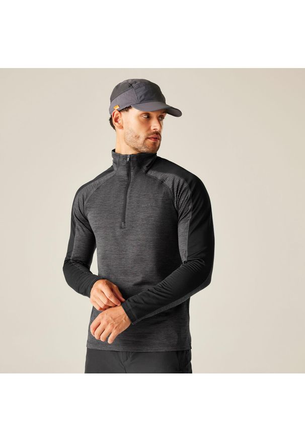 Regatta - Polar męski z suwakiem 1/2 Hepley. Kolor: brązowy, szary, wielokolorowy. Materiał: polar. Wzór: melanż. Sport: turystyka piesza