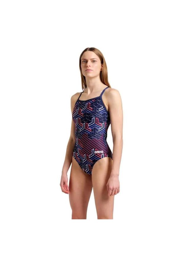 Damski kostium kąpielowy 1-częściowy Arena Kikko Pro. Kolor: niebieski, wielokolorowy