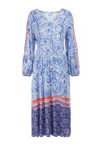 Born2be - Niebieska Sukienka Panithoe. Kolor: niebieski. Wzór: aplikacja. Styl: klasyczny, wakacyjny. Długość: midi #3