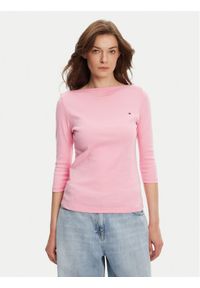 TOMMY HILFIGER - Tommy Hilfiger Bluzka New Cody WW0WW40589 Różowy Slim Fit. Kolor: różowy. Materiał: bawełna