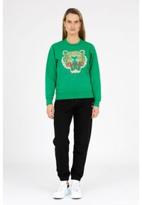 Kenzo - KENZO Zielona bluza damska z krzyżykowym tygrysem, Rozmiar M. Kolor: zielony #3