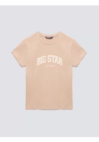 Big-Star - Koszulka damska bawełniana z logo BIG STAR beżowa Ramila 805. Okazja: na spacer, na uczelnię, na co dzień. Kolor: beżowy. Materiał: bawełna. Wzór: nadruk. Styl: casual, klasyczny #6