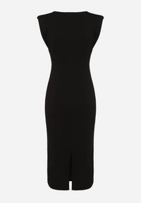 Born2be - Czarna Sukienka Bodycon z Prążkowanej Dzianiny z Rozcięciem Roleria. Okazja: na co dzień. Kolor: czarny. Materiał: dzianina, prążkowany. Długość rękawa: bez rękawów. Typ sukienki: bodycon. Styl: casual, elegancki #4