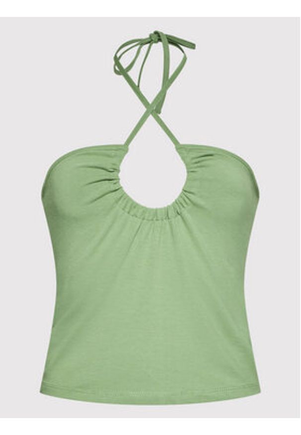 NA-KD Top Keyhole 1100-006071-5310-003 Zielony Slim Fit. Kolor: zielony. Materiał: bawełna