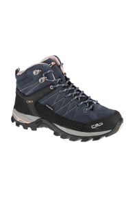 Damskie buty trekkingowe CMP Rigel Waterproof. Kolor: niebieski, szary, różowy, wielokolorowy. Materiał: zamsz, syntetyk, materiał. Styl: sportowy #1