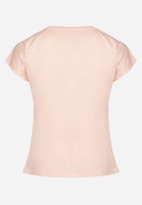 Born2be - Różowy Bawełniany T-shirt z Nadrukiem z Kwiatami Setalisa. Okazja: na co dzień. Kolekcja: plus size. Kolor: różowy. Materiał: bawełna. Wzór: kwiaty, nadruk. Styl: klasyczny, casual, elegancki #3