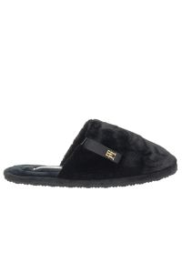 TOMMY HILFIGER - Klapki Tommy Hilfiger Comfort Home Slipper FW0FW08138-BDS - czarne. Kolor: czarny. Materiał: futro, poliester, polar, jeans. Szerokość cholewki: normalna. Sezon: zima #1