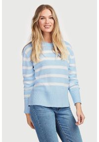 Cellbes - Krótki sweter w paski. Kolor: biały, niebieski, wielokolorowy. Materiał: prążkowany. Długość rękawa: długi rękaw. Długość: krótkie. Wzór: paski