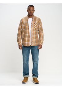 Big-Star - Koszula męska w kratę pomaraŅczowa Wermutiser 701. Typ kołnierza: button down. Kolor: pomarańczowy. Materiał: materiał, bawełna, tkanina. Wzór: haft, kratka. Styl: klasyczny, elegancki #1