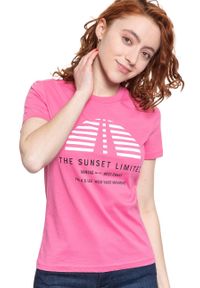 Lee - LEE T SHIRT DAMSKI SUNSET TEE CHROME PINK L42XEPNE 112109515