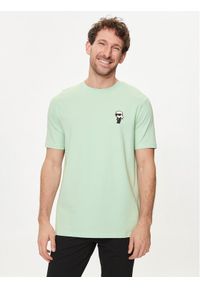 Karl Lagerfeld - KARL LAGERFELD T-Shirt 755027 542221 Zielony Regular Fit. Typ kołnierza: dekolt w karo. Kolor: zielony. Materiał: bawełna
