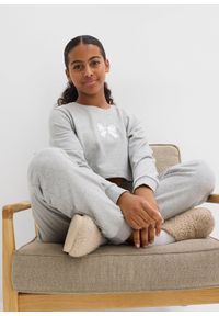 bonprix - Strój domowy z miękkiej bawełny, z bluzą o skróconej długości.. Kolor: szary. Materiał: bawełna. Długość: długie #2