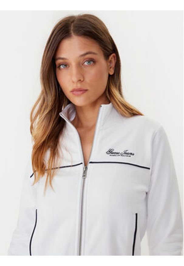 Guess Jeans Bluza W5YQ17 K68I4 Biały Regular Fit. Kolor: biały. Materiał: bawełna