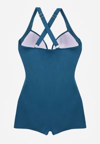 Born2be - Ciemnozielony Strój Kąpielowy Jednoczęściowy z Nogawkami Typu Bokserki Glysaela. Kolor: zielony. Wzór: ażurowy #5