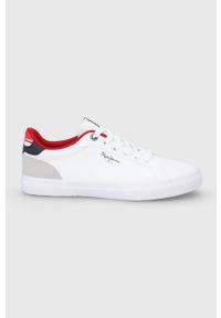 Pepe Jeans buty Kenton Colours kolor biały. Nosek buta: okrągły. Zapięcie: sznurówki. Kolor: biały. Materiał: guma. Obcas: na obcasie. Wysokość obcasa: niski