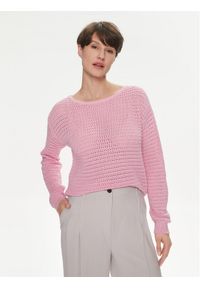 Vila Sweter Bellisina 14089578 Różowy Regular Fit. Kolor: różowy. Materiał: bawełna #1