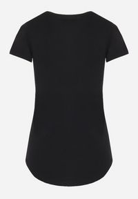 Born2be - Czarny Klasyczny T-shirt z Bawełny Ozdobiony Nadrukiem Getantia. Okazja: na co dzień. Kolor: czarny. Materiał: bawełna. Wzór: aplikacja, nadruk. Styl: klasyczny #4