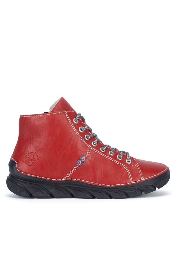 Rieker Botki 55020-33 Czerwony. Kolor: czerwony. Materiał: skóra