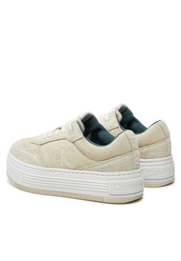 Calvin Klein Jeans Sneakersy Bold Platf Laceup Low Mg Suede YW0YW01575 Beżowy. Kolor: beżowy. Materiał: skóra, zamsz