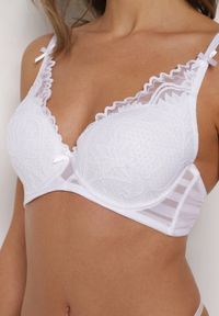 Renee - Biały Biustonosz Zdobiony Koronką i Kokardami Morgavia. Kolor: biały. Materiał: koronka. Wzór: koronka, aplikacja #2