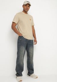 Born2be - Niebieskie Bawełniane Jeansy Szerokie z Paskiem Lerisama. Okazja: na co dzień. Kolor: niebieski. Styl: klasyczny, elegancki, casual #5
