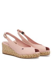TOMMY HILFIGER - Tommy Hilfiger Espadryle Mid Wedge Espad Slingback Speck FW0FW09472 Różowy. Kolor: różowy. Materiał: materiał #5