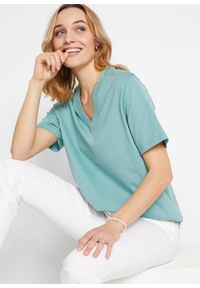 bonprix - Długi i szeroki T-shirt z dekoltem w serek, krótki rękaw (5 sztuk). Okazja: na co dzień. Typ kołnierza: dekolt w serek. Kolor: fioletowy. Długość rękawa: krótki rękaw. Długość: krótkie. Sezon: lato. Styl: casual #2