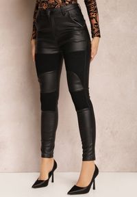 Renee - Czarne Spodnie Skinny z Imitacji Skóry Egal. Okazja: na co dzień. Kolor: czarny. Materiał: skóra. Sezon: zima, jesień. Styl: elegancki, casual