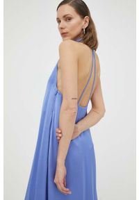 Samsoe & Samsoe - Samsoe Samsoe sukienka kolor fioletowy mini rozkloszowana. Kolor: fioletowy. Materiał: tkanina, materiał, wiskoza. Typ sukienki: rozkloszowane. Długość: mini #3