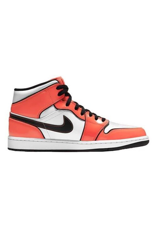 Buty do chodzenia męskie Nike Air Jordan 1 Mid SE. Wysokość cholewki: za kostkę. Zapięcie: sznurówki. Kolor: pomarańczowy, czerwony, wielokolorowy. Materiał: syntetyk, materiał. Szerokość cholewki: normalna. Model: Nike Air Jordan. Sport: turystyka piesza