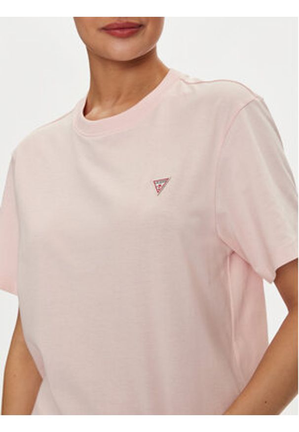 Guess Jeans T-Shirt W4YI05 K8HM0 Różowy Regular Fit. Kolor: różowy. Materiał: bawełna