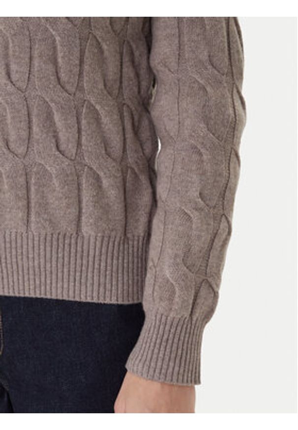 TOMMY HILFIGER - Tommy Hilfiger Sweter WW0WW43586 Beżowy Regular Fit. Kolor: beżowy. Materiał: wełna