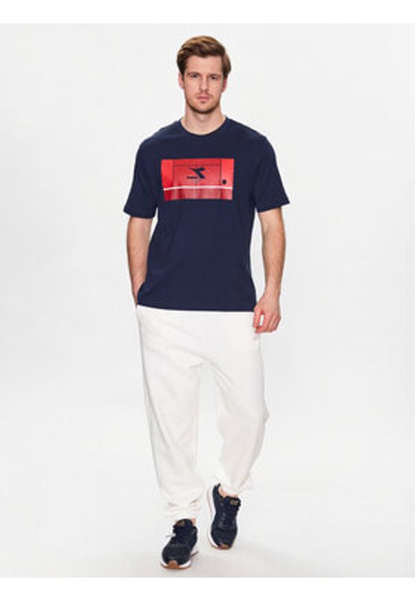 Diadora T-Shirt Match Point 102.179312 Granatowy Regular Fit. Kolor: niebieski. Materiał: bawełna