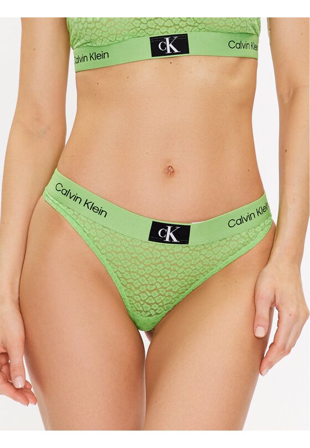 Stringi Calvin Klein Underwear. Kolor: zielony. Materiał: syntetyk