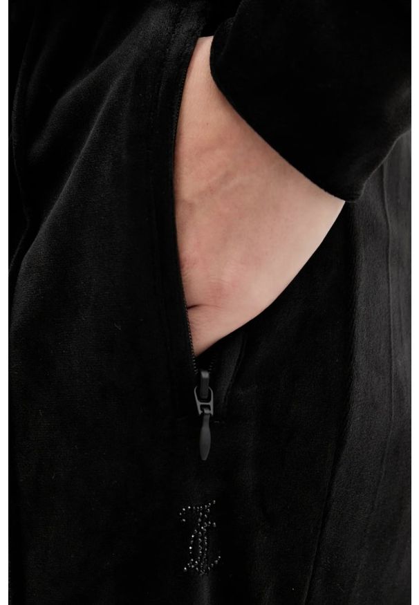 Juicy Couture - JUICY COUTURE Czarne spodnie dresowe damskie z cyrkoniami Tina Outline, Rozmiar S. Kolor: czarny. Materiał: dresówka