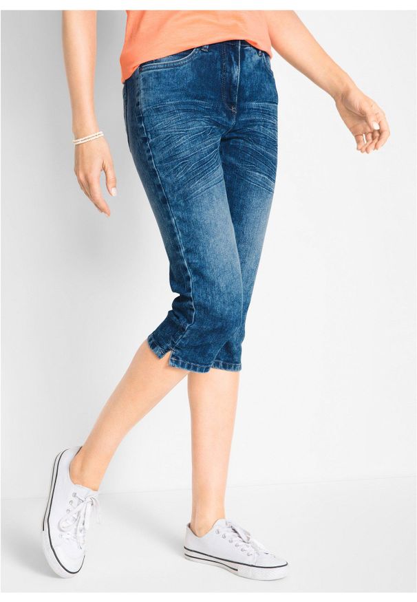 bonprix - Dżinsy straight, średni stan, ze stretchem. Kolor: niebieski