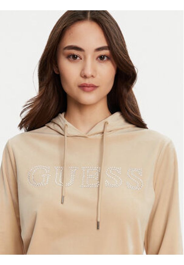 Guess Bluza V4RQ25 K0232 Beżowy Regular Fit. Kolor: beżowy. Materiał: syntetyk