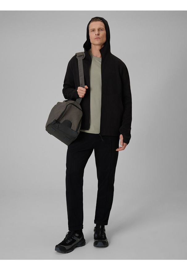 4f - 4F Bluza dresowa regular z kapturem męska - czarna M. Okazja: na co dzień. Typ kołnierza: kaptur. Kolor: czarny. Materiał: dresówka. Styl: casual