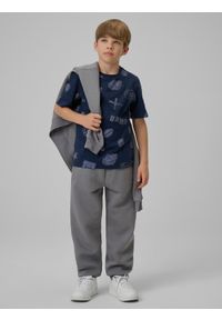 4f - 4F T-shirt regular z nadrukiem chłopięcy - granatowy 140 (9-10 lat). Okazja: na co dzień. Kolor: niebieski. Materiał: skóra, bawełna, materiał. Długość rękawa: krótki rękaw. Długość: krótkie. Wzór: nadruk. Sezon: lato. Styl: casual #2