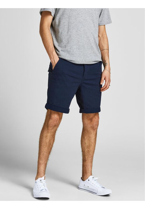 Jack & Jones - Jack&Jones Szorty materiałowe Dave 12182549 Granatowy Regular Fit. Kolor: niebieski. Materiał: bawełna