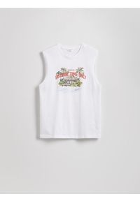 Reserved - Bawełniany tank top - biały. Kolor: biały. Materiał: bawełna. Styl: klasyczny