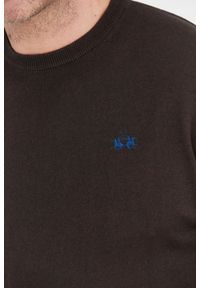 La Martina - LA MARTINA Brązowy sweter męski z wełną, Rozmiar L. Kolor: brązowy. Materiał: wełna #2