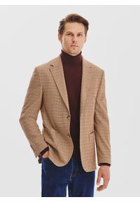 Pako Lorente - PAKO LORENTE - Beżowa marynarka w pepitkę. Okazja: na co dzień. Kolor: beżowy. Materiał: poliester, elastan, wiskoza. Sezon: jesień. Styl: casual #7