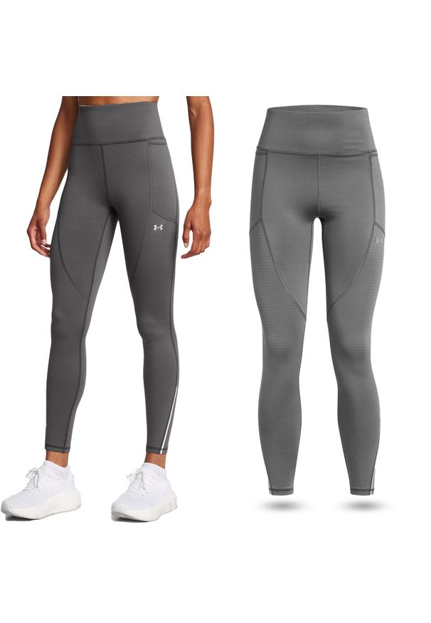Legginsy sportowe damskie Under Armour getry szybkoschnące treningowe. Kolor: szary. Sport: bieganie