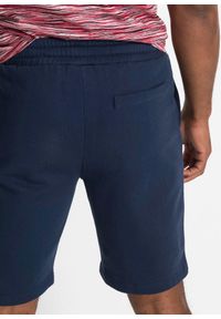 bonprix - Bermudy dresowe z czystej bawełny. Kolor: niebieski. Materiał: bawełna, dresówka. Wzór: nadruk, aplikacja #2