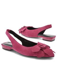 Sandały damskie Vinceza, cholewka ze skóry zamszowej wsuwane na lekkim obcasie, różowe, 66951. Zapięcie: bez zapięcia. Kolor: różowy. Materiał: skóra, zamsz. Obcas: na obcasie. Wysokość obcasa: średni #5